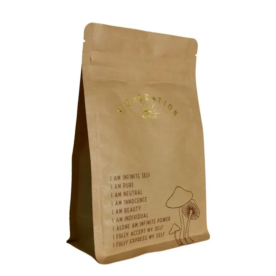 Custom eco barrier box bottom coffee pouches