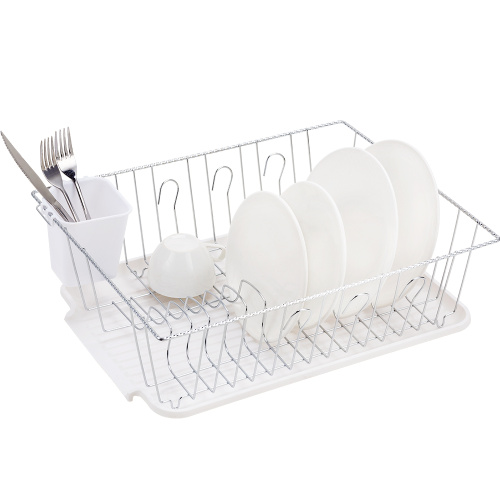 Chrome Dish Rack With Spoon Holder 1 tier chrome plated dish rack with tray Factory