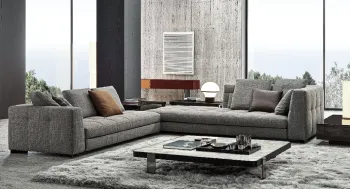 Large Size Fabric Upholstered Sofa with Backrest