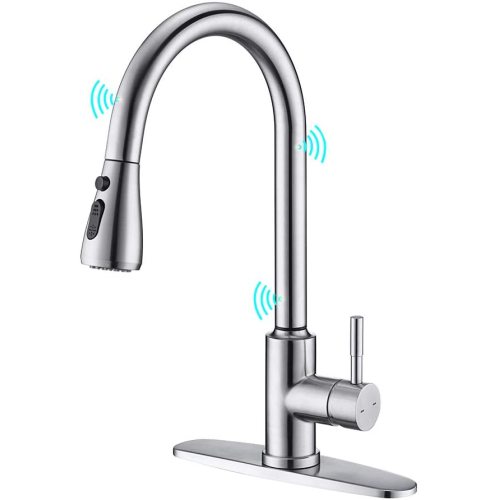 Brushed Nickel Single Handle Kitchen Faucet Pull Down Sprayer Touchless Kitchen Faucet Manufactory