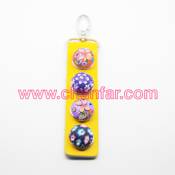 Novel Polymer Clay Button Charms Snap Keychain,DIY Keychain Jewelry