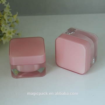 square luxury pink and cute acrylic material wholesale cosmetic containers