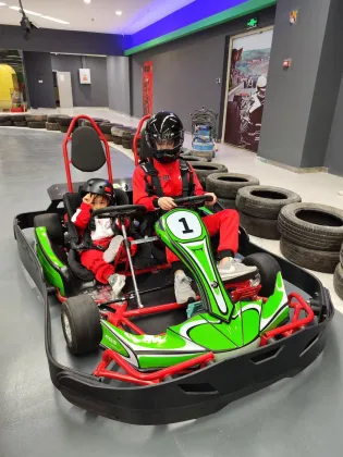 Parent-Child Battery Powered Electric Racing Pedal Kart for Outdoor Go Karting