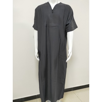 Short Sleeve V Neck Men Robes Abaya Jubba