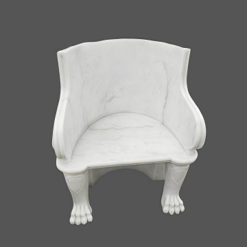 Luxurious Hand-Carved White Marble Chair