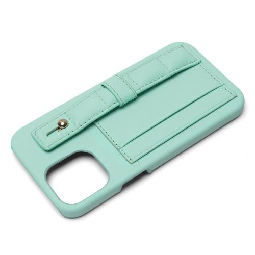 Green phone cover with card holder jacket strap