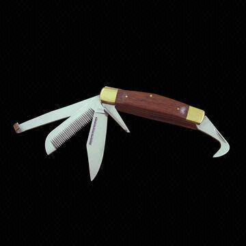 Multifunction Pocket Knives, Horse Tool, Made of 420 Stainless Steel (Tools), Wood (Handle)
