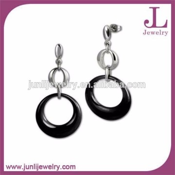 Silver Black Stainless Steel Earrings Circles Pendant New Design Earring