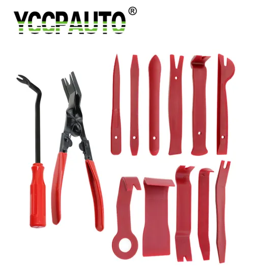 YCCPAUTO 13Pc Car Motorcycle Repair Tool Kits Auto Door Trim Dash Panel Radio Removal Tools Clip Pry Nail Puller Pliers