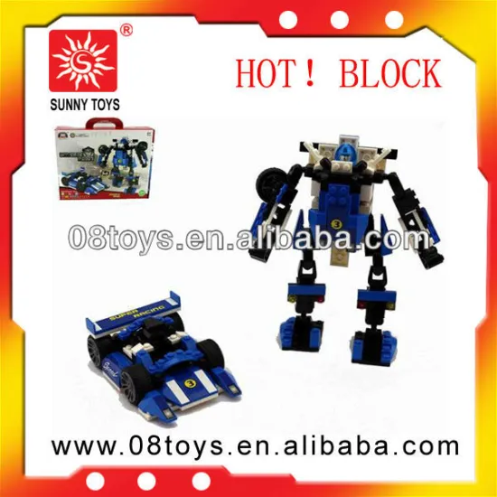 Newest 2 In 1 Carton Robot Building Block Car