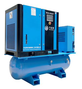 Hoge druk 20 pk 15 kW 16Bar schroefluchtcompressor met 500l tank en luchtdroger