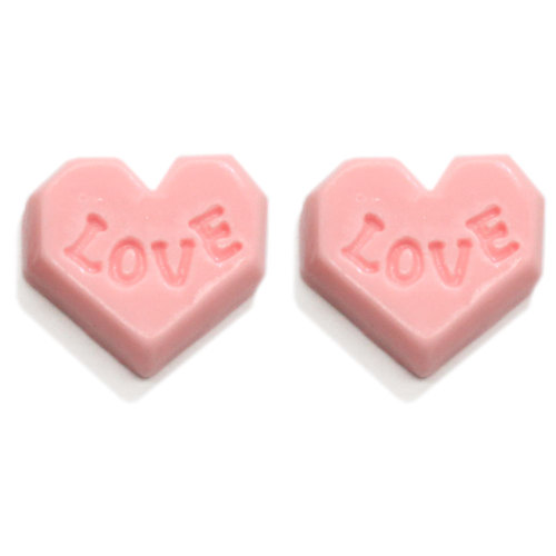 Romantic 100Pcs Heart Chocolate Resin Cabochon Beads Flatback Letter LOVE For Phone Cover Art Decor Diy Ornament Accessories