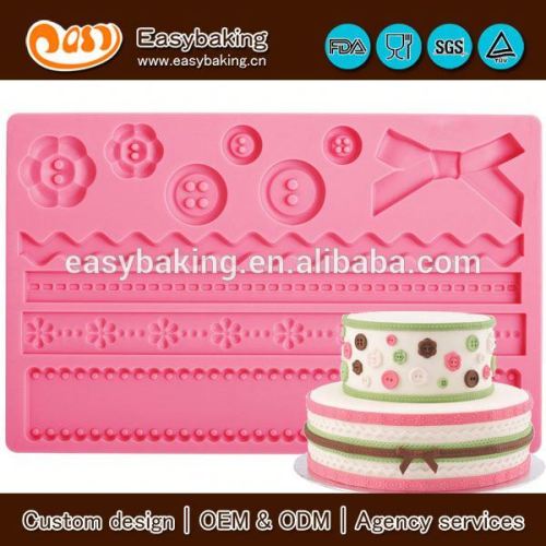 Wholesale custom 3D fastener and bowknot Gum Paste and fondant mold for cake decorating