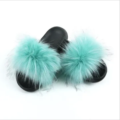 Faux Fur Slides Women Summer Slippers Home Shoes Woman Faux Fur Sandals