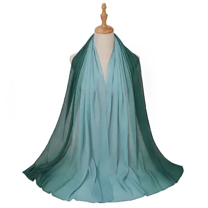 PROMISTAR Women's Cotton Shawl Custom Summer Ethnic Hijab Bubble Chiffon Georgette Scarf