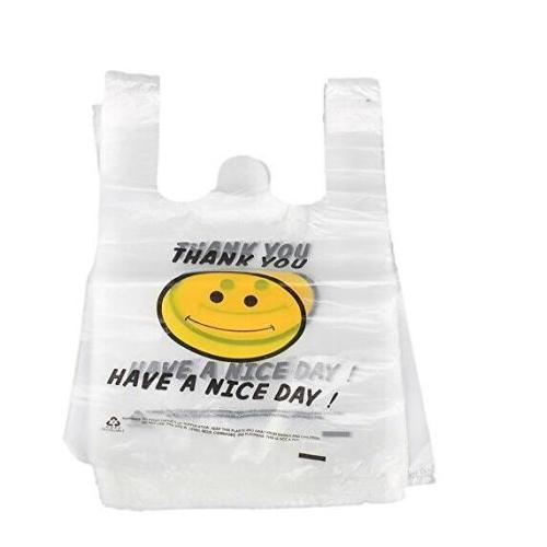 HDPE Delivery Packaging Plastic Shopping T-Shirt Poly Vest Smiley Bag