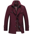 2020 Winter New Men's Thick Warm Wool Coat Double Collar Fashion Casual Slim Red Wine Trench Coat Male Brand Overcoat