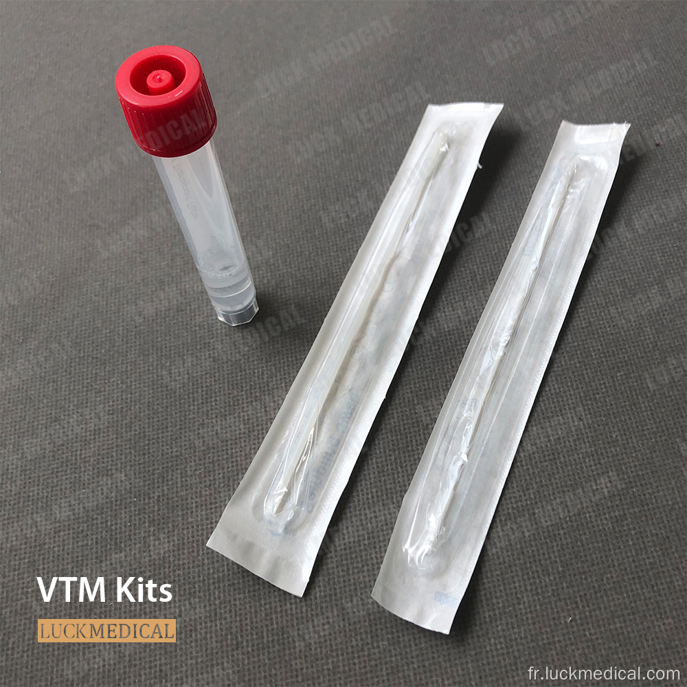 1 ml / 2 ml / 3 ml de tube de transport viral VTM avec écouvillon