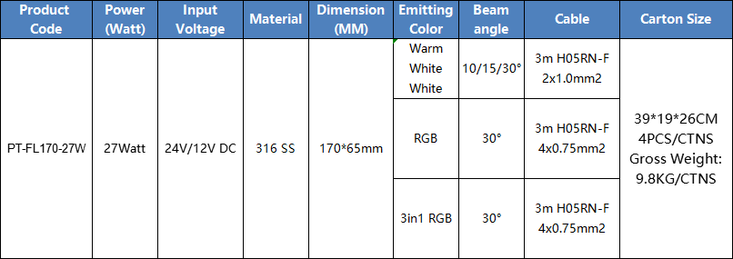 170mm 27watt Ip68 fountain light