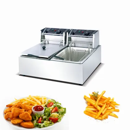 Guangzhou Stainless Steel Double Basket Electric Deep Fryer for Sale