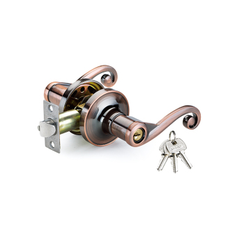 Antique copper color tubular door lever locks