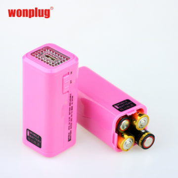 Wonplug New Mini Portable AA Battery Emergency Mobile Power Bank with LED, 5V/1000mAh Fast Charging Phone Charger