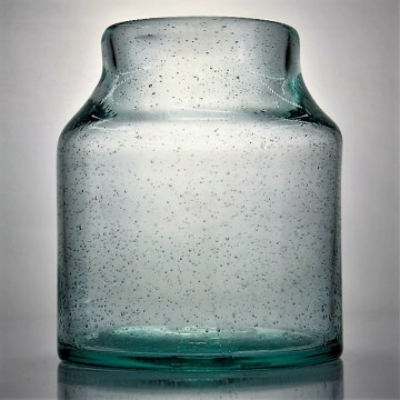 Vase en verre de fleur de bouteille recyclée à bulles vertes