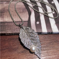 Лист формы кристалла сплава ожерелье имитация жемчужное ожерелье