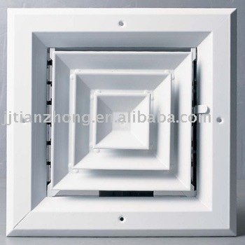 Extruded Aluminum Sidewall/Ceiling Air Diffuser 4-Way Corner