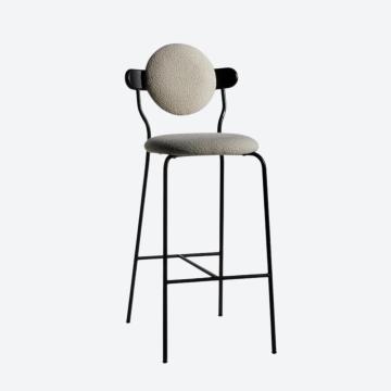 Tabouret de bar en cuir en tissu boucle en métal pour salle à manger et espaces de vie modernes