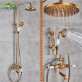 Classic Antique Brass Bathroom Shower Faucet Set Bathtub Shower Faucet Bath Shower Tap Rainfall Shower Head Swivel Watering