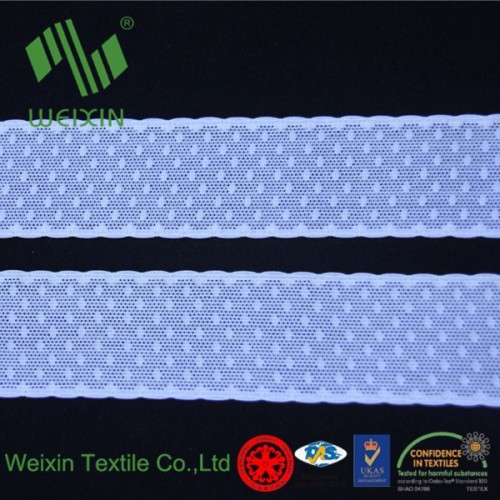 White Nylon Spandex Crochet Lace Stretch Jacquard Elastic