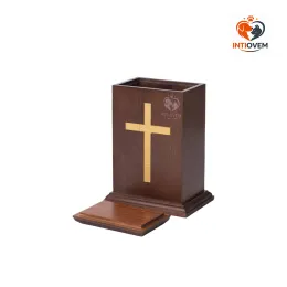 Elegant Golden Silk Sandalwood Memorial Pet Urn