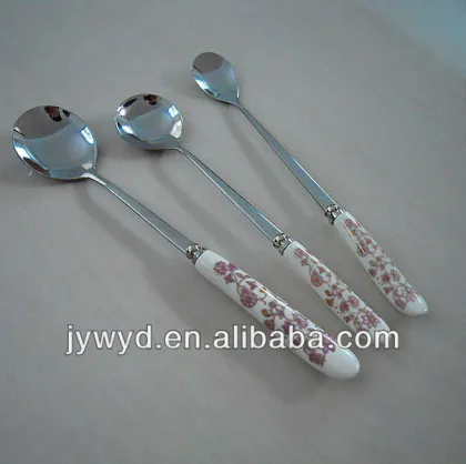 Long handle ceramic spoon