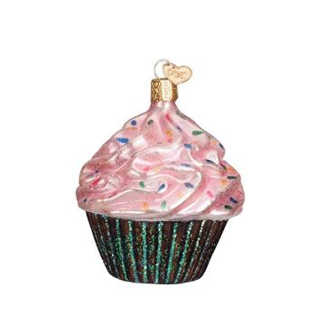 Cupcake-vormige geblazen aangepaste geschilderde glaskerstmisornamenten