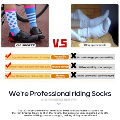 Cycling Socks Stripe Dot Professional Brand Sport Socks Breathable Bicycle Sock Outdoor Racing Running Socks Cycling Sportswear
