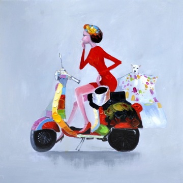 Cartoon Woman Wall Decor Abstract Oil Painting