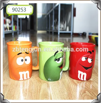 12oz ceramic M & M mug, colour glazed