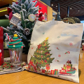 Bolsa de algodón de patrón de Navidad con logotipo personalizado