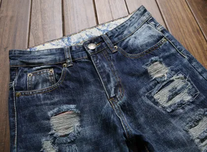 customize cheap high quality ripped men trousers jeans negotiate price