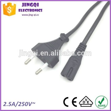 Euro 2 pin Power Cord to IEC 60320 C7 connector (2.5A/250V)
