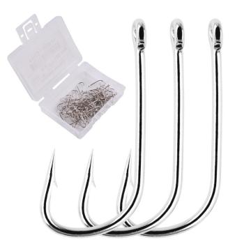 Wholesale 100PCS/Box High Carbon Long Shank Saltwater Barbed Marine Fishing Hooks