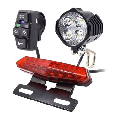 Complete E-Bike Accessory Kit: Front Brake, Rear Light, Horn, Headlight, Switch & Tail Light for 36V-48V Batteries