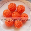 18*20MM Wholesales Price Fluorescent Chunky Resin Rhinestone Ball Beads Red Color