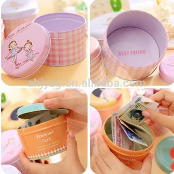 metal storage container with round shape for daily articles