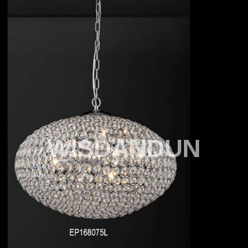 modern chrome crystal pendant lamp with round ball lampshade