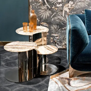 Modern Gold Stainless Steel Leg Marble Top Round Coffee Table