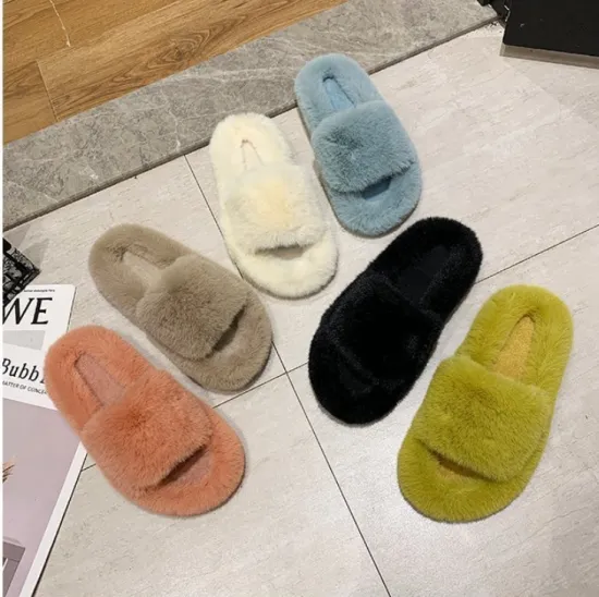 Factory Price Customizable Winter Fur Slides with Sheepskin for Women - Indoor & Outdoor Use