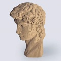 デビッドの肖像画をフィーチャーした芸術的なボール紙の彫刻
