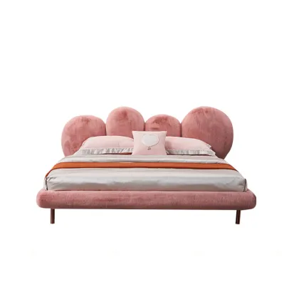 Fancy Modern Bedroom Fabric Rabbit Fur Beds
